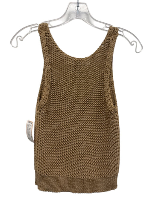 G. Label by Goop Size M Brown Cotton Chunky Knit Sleeveless U Neck Tank Top Brown / M