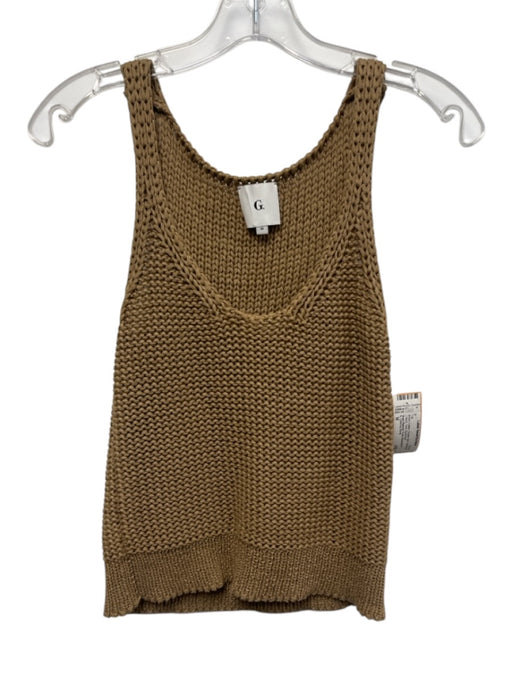 G. Label by Goop Size M Brown Cotton Chunky Knit Sleeveless U Neck Tank Top Brown / M