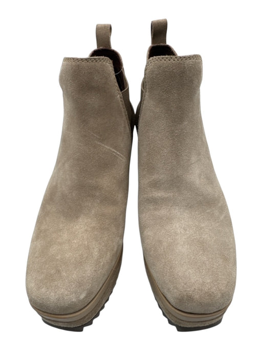 Pedro Garcia Shoe Size 38 Taupe Gray Leather Upper Suede Elastic Sides Booties Taupe Gray / 38