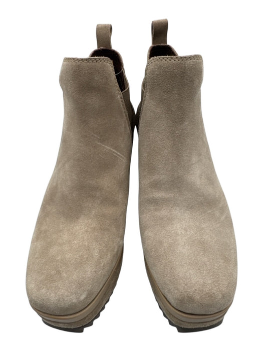 Pedro Garcia Shoe Size 38 Taupe Gray Leather Upper Suede Elastic Sides Booties Taupe Gray / 38