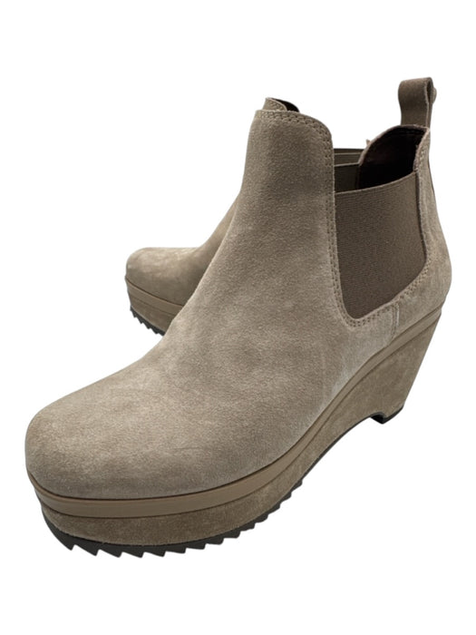 Pedro Garcia Shoe Size 38 Taupe Gray Leather Upper Suede Elastic Sides Booties Taupe Gray / 38
