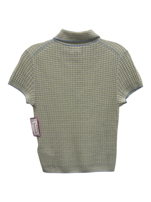 J Crew Size S Light Blue & Yellow Cashmere Knit Striped Collar short sleeve Top Light Blue & Yellow / S