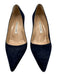 Manolo Blahnik Shoe Size 38 Navy Blue Suede Pointed Toe Kitten Heel Pumps Navy Blue / 38