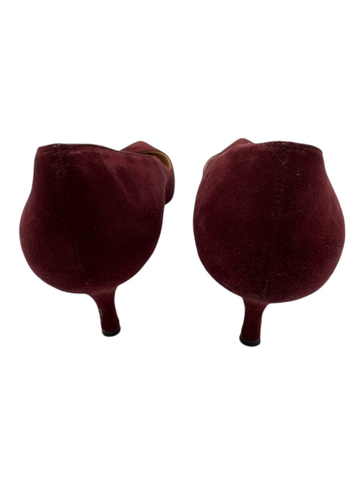 Manolo Blahnik Shoe Size 38 Maroon Red Suede Pointed Toe Kitten Heel Pumps Maroon Red / 38