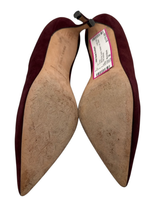 Manolo Blahnik Shoe Size 38 Maroon Red Suede Pointed Toe Kitten Heel Pumps Maroon Red / 38