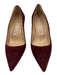 Manolo Blahnik Shoe Size 38 Maroon Red Suede Pointed Toe Kitten Heel Pumps Maroon Red / 38