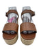 Prada Shoe Size 38 Brown & Beige Leather Raffia Ankle Buckle Wedges Brown & Beige / 38