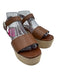 Prada Shoe Size 38 Brown & Beige Leather Raffia Ankle Buckle Wedges Brown & Beige / 38