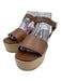 Prada Shoe Size 38 Brown & Beige Leather Raffia Ankle Buckle Wedges Brown & Beige / 38