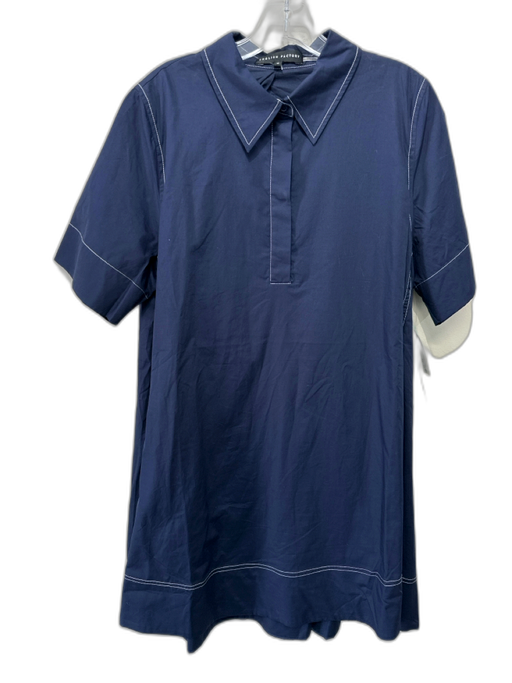 English Factory Size M Navy Cotton & Nylon Short Sleeve Collar Buttons Dress Navy / M