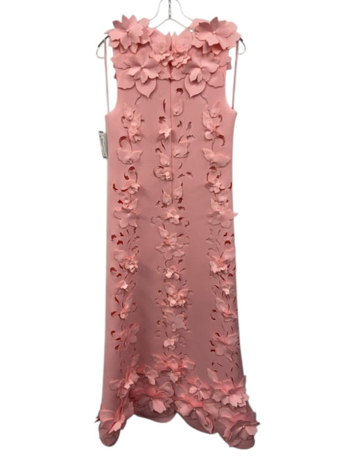 Badgley Mischka Size 6 Pink Polyester Sleeveless Floral Applique Back Zip Gown Pink / 6