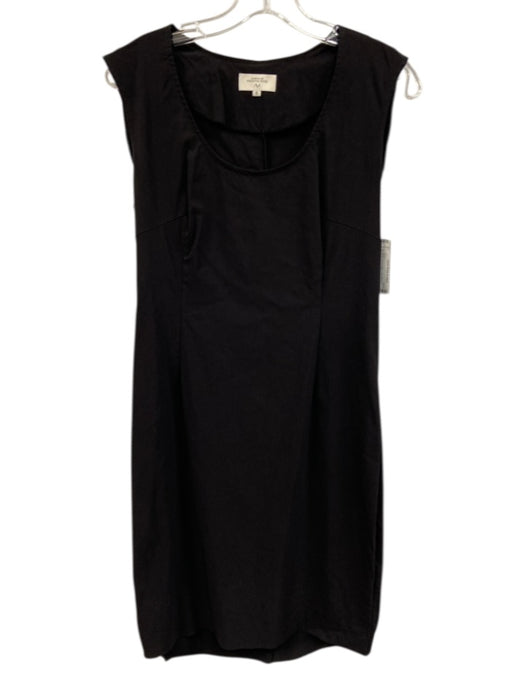 Avenue Montaigne Size 8 Black Viscose Blend Cap Sleeve U Neck Paneled Dress Black / 8