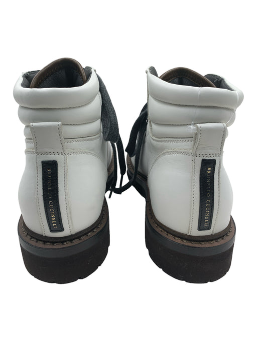 Brunello Cucinelli Shoe Size 36 White & Grey Leather Metallic Detail Boots White & Grey / 36