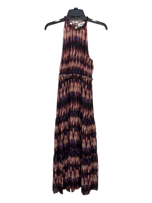 A.L.C. Size 2 Brown, Pink, Purple Silk Tie Dye High Round Neck Sleeveless Dress Brown, Pink, Purple / 2