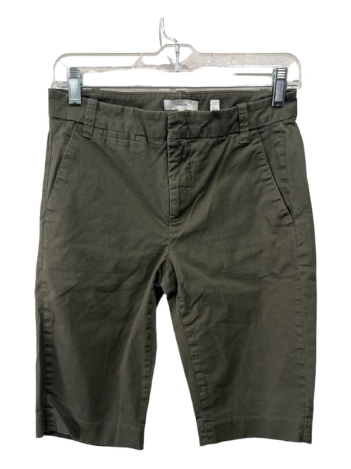 Vince Size 2 Dark Green Cotton bermuda hook & zip Loops Shorts Dark Green / 2