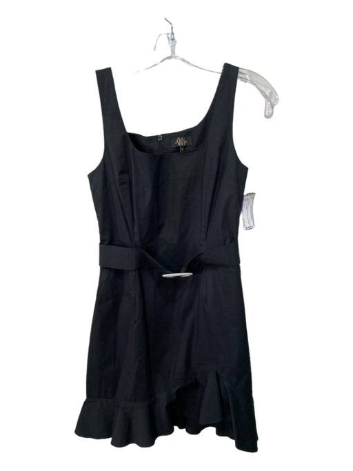 De La Vali Size 10 Black Cotton Sleeveless Buckle Back Zip Dress Black / 10