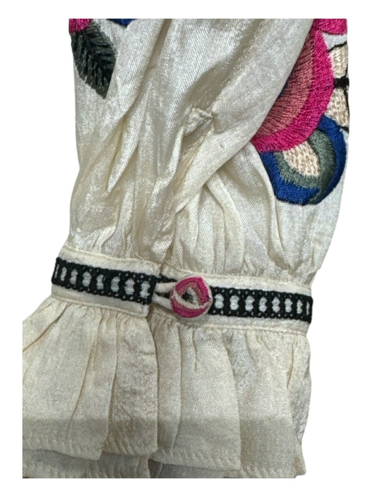 Isabel Marant Size 36 Cream & Multi Silk Embroidered Button Detail Maxi Dress Cream & Multi / 36