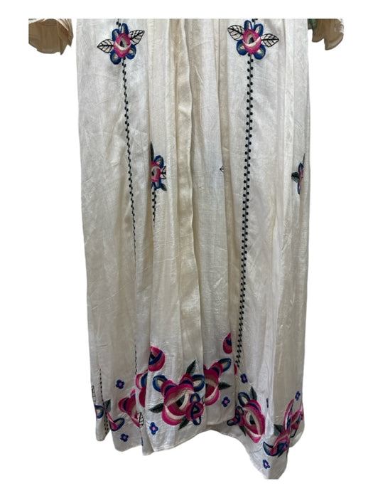 Isabel Marant Size 36 Cream & Multi Silk Embroidered Button Detail Maxi Dress Cream & Multi / 36