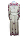 Isabel Marant Size 36 Cream & Multi Silk Embroidered Button Detail Maxi Dress Cream & Multi / 36