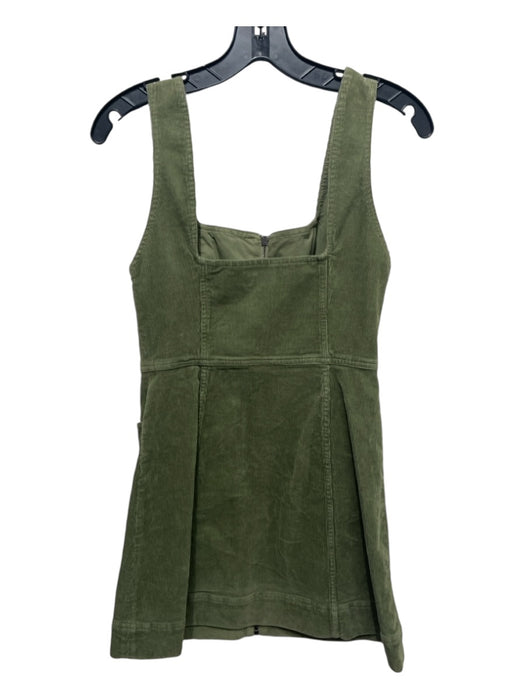 Alice + Olivia Jeans Size 2 Green Cotton Sleeveless Corduroy Front Zip Dress Green / 2