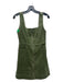 Alice + Olivia Jeans Size 2 Green Cotton Sleeveless Corduroy Front Zip Dress Green / 2