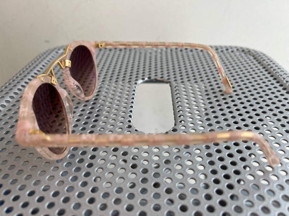Krewe Matte Tortoiseshell 24K Gold Plated Round Lens Nose Bridge Sunglasses