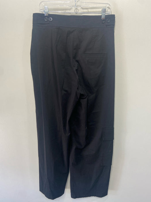 COS Size 10 Black Cotton High Rise Cargo Straight Leg Pants