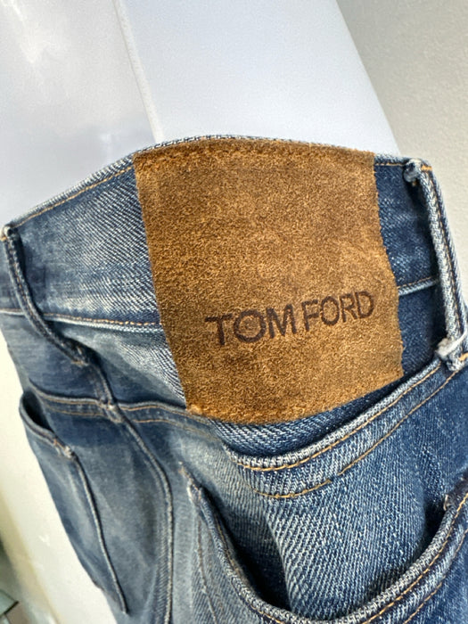 Tom Ford Size 31 medium dark wash Cotton Solid Slim Jean Men's Pants