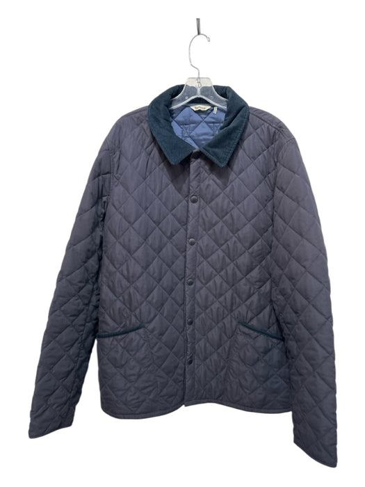 Barbour Size XXL Navy Cotton Blend Quilted Snap Buttons Men's Jacket Navy / XXL