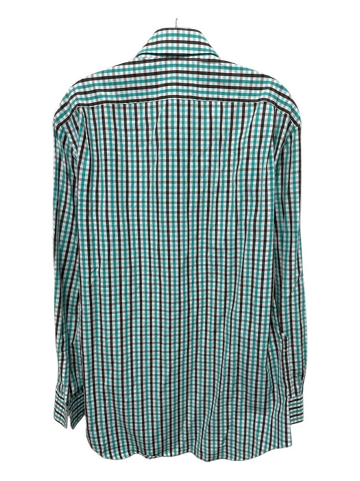 Kiton Size Est M Green & Brown Cotton Plaid Button Up Men's Long Sleeve Shirt Green & Brown / Est M