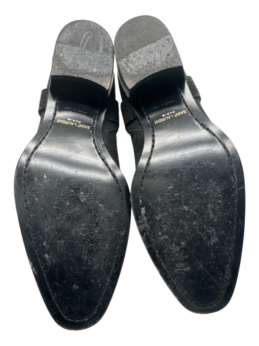 Saint Laurent Shoe Size 42 Charcoal Black Suede Pointed Square Toe Moto Boots Charcoal Black / 42