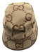 Gucci Brown & Tan Cotton Blend Guccisima Leather Trim Bucket Hat Brown & Tan / XL