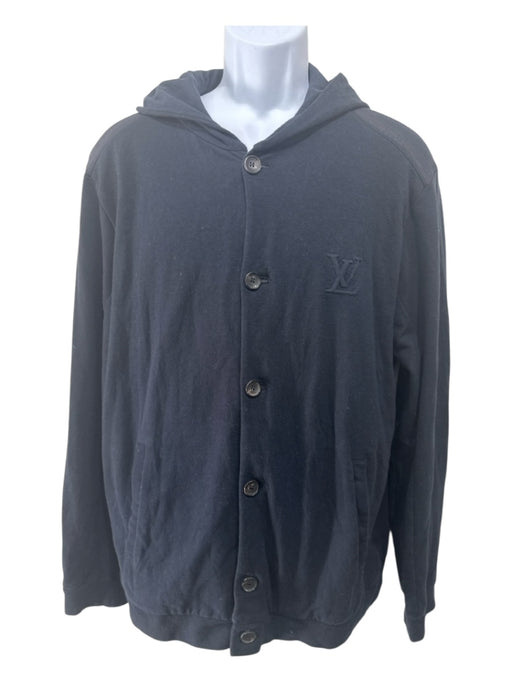 Louis Vuitton Size L Navy Cotton button up Hoodie Men's Jacket Navy / L
