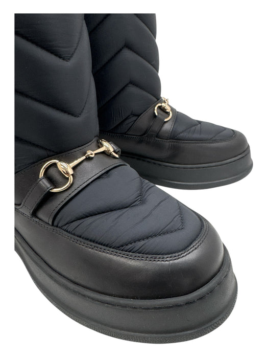 Gucci Shoe Size 9 Black & Beige Nylon & Leather Round Toe Zig Zag Boots Black & Beige / 9