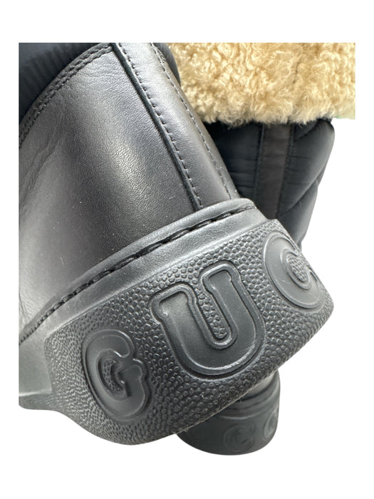 Gucci Shoe Size 9 Black & Beige Nylon & Leather Round Toe Zig Zag Boots Black & Beige / 9