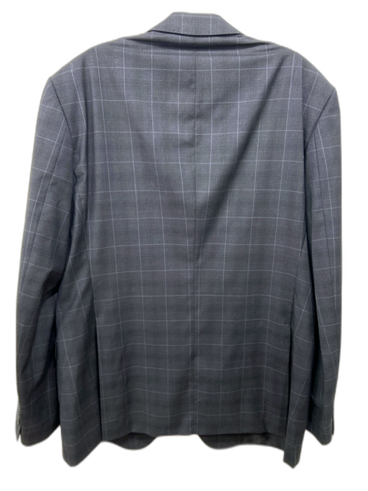 Emporio Armani Gray Wool Plaid 2 Button Men's Blazer Gray / 54