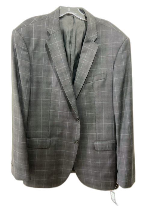 Emporio Armani Gray Wool Plaid 2 Button Men's Blazer Gray / 54