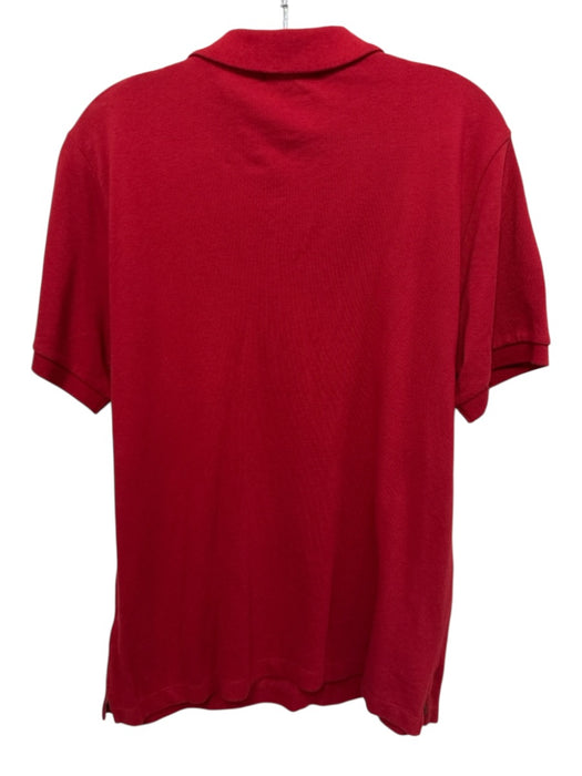 Burberry Size L Red Cotton Solid Polo Men's Short Sleeve Red / L