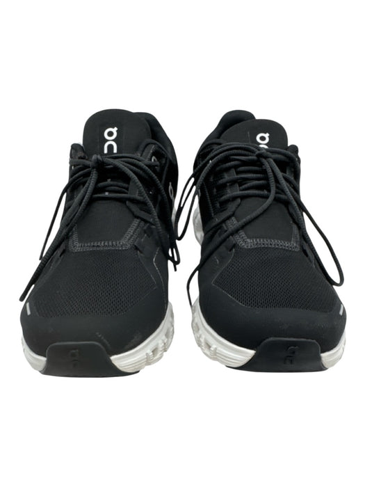 On Cloud Shoe Size 10 Black & White Synthetic Knit Lace Up Foam Sole Sneakers Black & White / 10