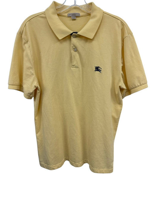 Burberry Size L Yellow Cotton Blend Solid Polo Men's Short Sleeve Yellow / L
