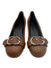 Gucci Shoe Size 40 Brown Pebble Leather Block Heel Buckle Logo Round Toe Sandals Brown / 40