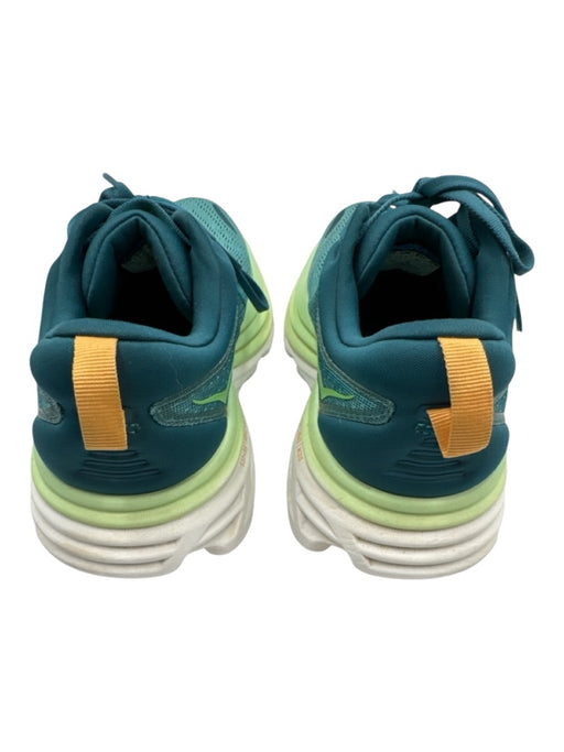 Hoka Shoe Size 7 Teal Green & Lime Green Synthetic Knit Perforated Sneakers Teal Green & Lime Green / 7