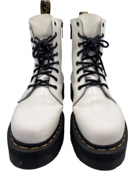 Dr Marten Shoe Size 9 White & Black Leather Round Toe Platform Lace Up Boots White & Black / 9