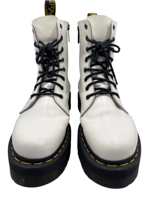 Dr Marten Shoe Size 9 White & Black Leather Round Toe Platform Lace Up Boots White & Black / 9