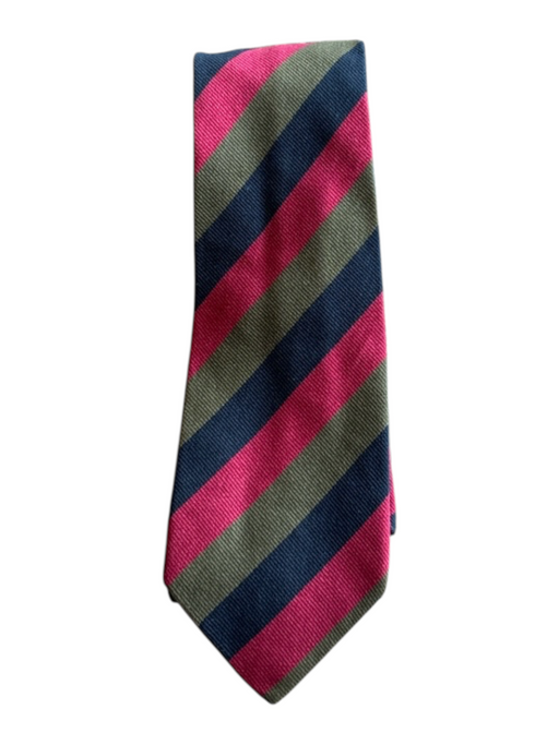 Celine Vintage Green & Navy Silk Striped Men's Ties Green & Navy