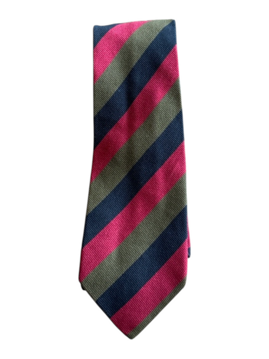 Celine Vintage Green & Navy Silk Striped Men's Ties Green & Navy