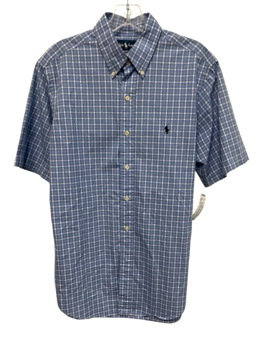 Ralph Lauren Size M Blue & White Cotton Plaid Button Up Button Down Short Sleeve Blue & White / M