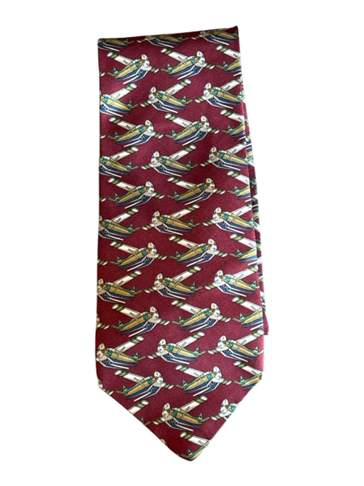 Bally Red Silk Planes Men's Tie Red