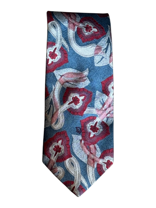 Christian Dior Blue & Red Polyester Floral Men's Ties Blue & Red