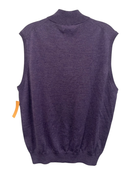 Masters Size L Purple Merino Wool Solid Quarter Zip Vest Men's Sweater Purple / L